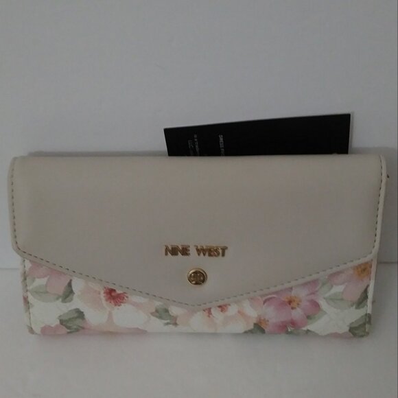 Nine West Norah Floral Beige Tri-fold Wallet - Picture 4 of 14